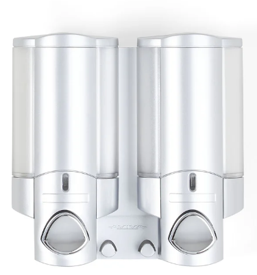 76235- ''AVIVA 2'' DISTRIBUTEUR À SAVON ''DOUBLE'' ARGENT SATINÉ 325ML
