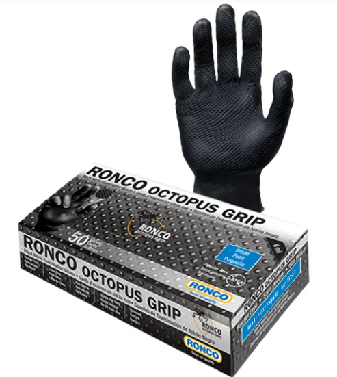 RC-762L ''OCTOPUS'' GANTS NITRILE LARGE NOIR 6MIL 50/BOITE