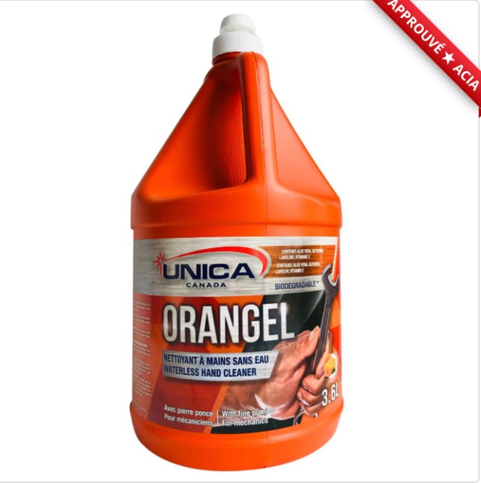 UNICA ''ORANGEL'' NETTOYANT À MAIN SANS RINÇAGE AVEC PIERRE PONCE, POMPE INCLUE 3,6L