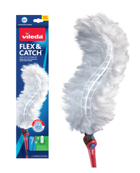 VILEDA-172176 FLEX&CATCH KIT DE DEPOUSSIÉRAGE ROBUSTE 3 REFILL INCLUS