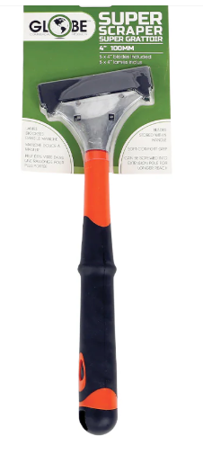 GLB-4200 GRATTOIR ROBUSTE 4'' NOIR/ORANGE MANCHE 12'' + PQT 5 LAMES