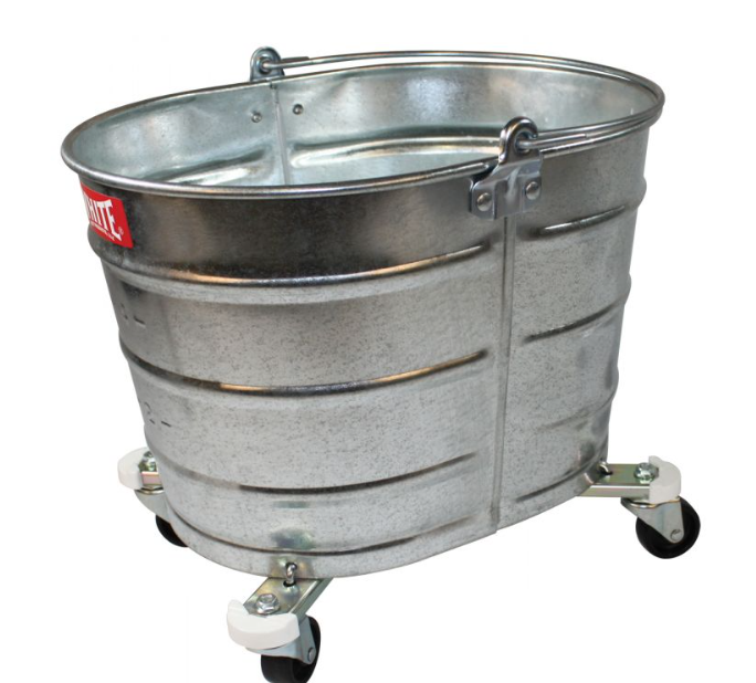 ADV-260 SEAU OVAL EN MÉTAL GALVANISÉ SUR ROUES 24.7 LITRES AVEC ANSE 